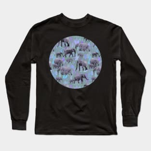 Sweet Elephants in Purple and Grey Long Sleeve T-Shirt